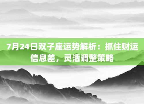 7月24日双子座运势解析：抓住财运信息差，灵活调整策略