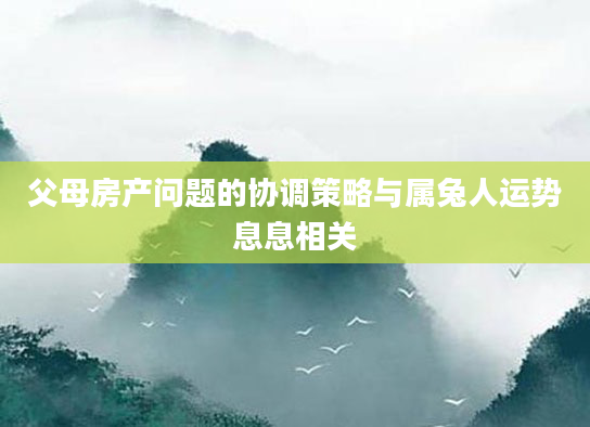 父母房产问题的协调策略与属兔人运势息息相关