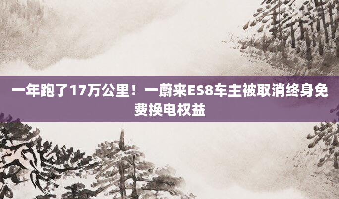 一年跑了17万公里！一蔚来ES8车主被取消终身免费换电权益