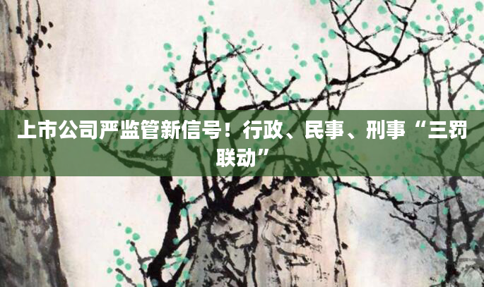 上市公司严监管新信号！行政、民事、刑事“三罚联动”