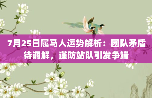7月25日属马人运势解析：团队矛盾待调解，谨防站队引发争端