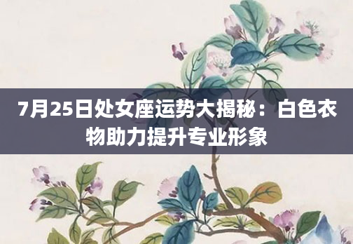 7月25日处女座运势大揭秘：白色衣物助力提升专业形象
