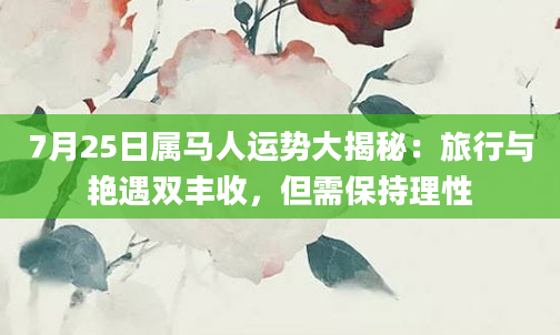 7月25日属马人运势大揭秘：旅行与艳遇双丰收，但需保持理性