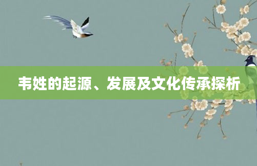 韦姓的起源、发展及文化传承探析