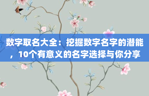 数字取名大全：挖掘数字名字的潜能，10个有意义的名字选择与你分享