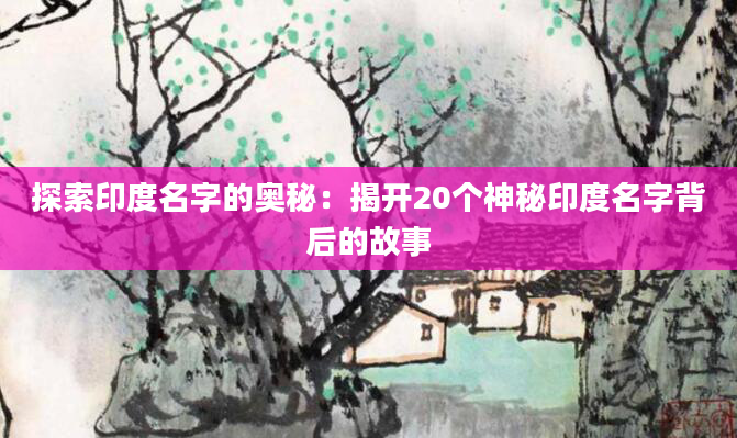 探索印度名字的奥秘：揭开20个神秘印度名字背后的故事