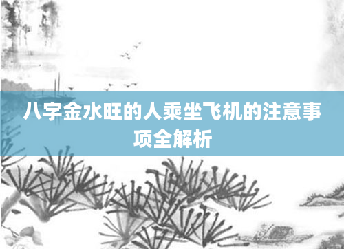 八字金水旺的人乘坐飞机的注意事项全解析