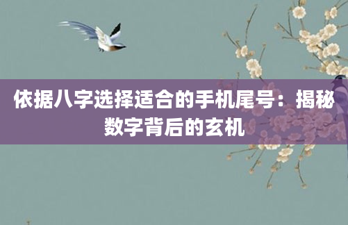 依据八字选择适合的手机尾号：揭秘数字背后的玄机
