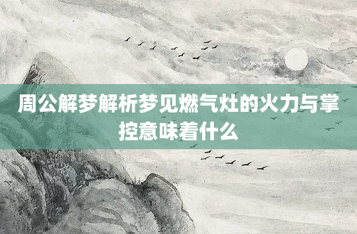 周公解梦解析梦见燃气灶的火力与掌控意味着什么