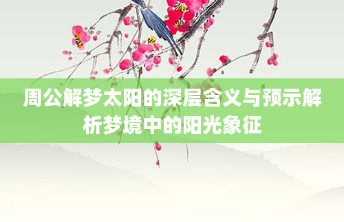 周公解梦太阳的深层含义与预示解析梦境中的阳光象征