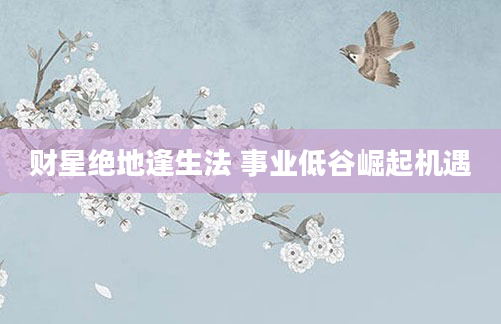 财星绝地逢生法 事业低谷崛起机遇
