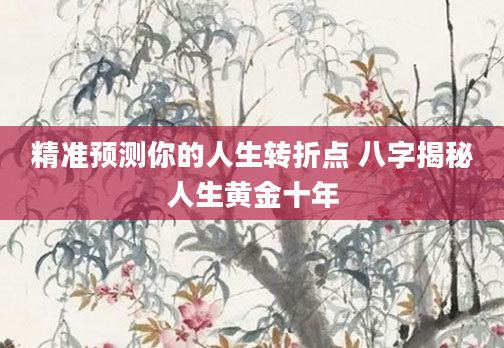 精准预测你的人生转折点 八字揭秘人生黄金十年