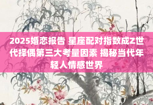 2025婚恋报告 星座配对指数成Z世代择偶第三大考量因素 揭秘当代年轻人情感世界