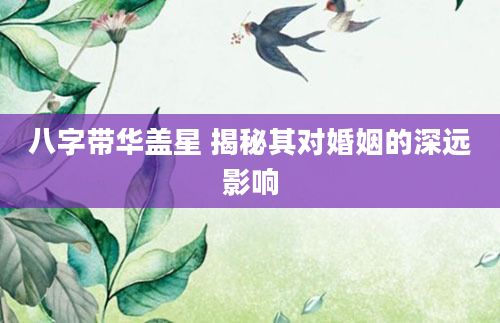 八字带华盖星 揭秘其对婚姻的深远影响