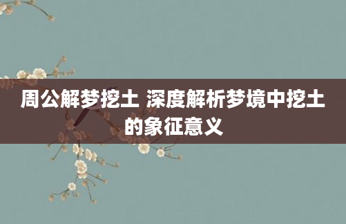 周公解梦挖土 深度解析梦境中挖土的象征意义