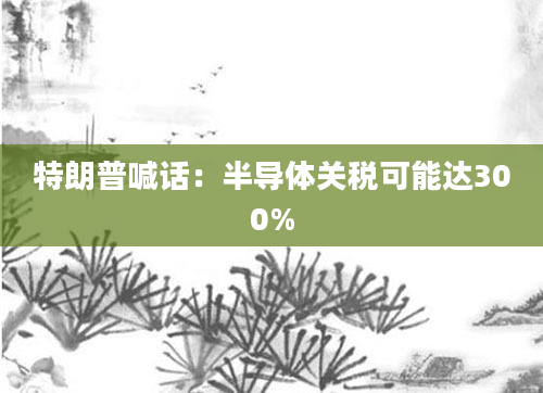 特朗普喊话：半导体关税可能达300%