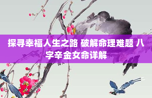 探寻幸福人生之路 破解命理难题 八字辛金女命详解