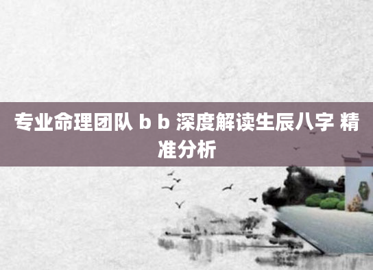 专业命理团队 b b 深度解读生辰八字 精准分析