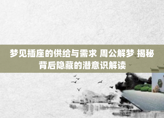 梦见插座的供给与需求 周公解梦 揭秘背后隐藏的潜意识解读
