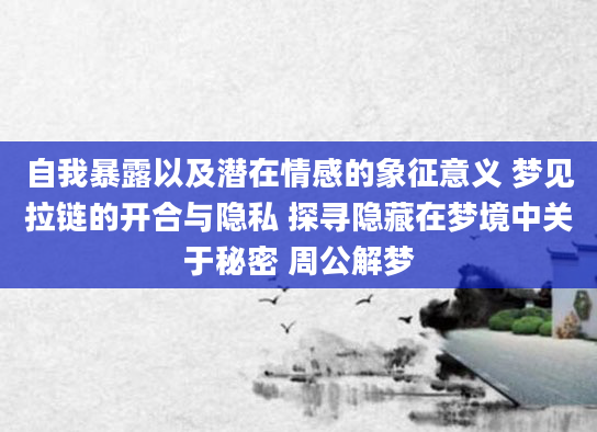 自我暴露以及潜在情感的象征意义 梦见拉链的开合与隐私 探寻隐藏在梦境中关于秘密 周公解梦