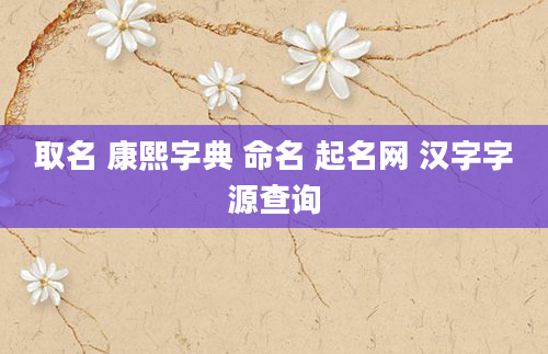 取名 康熙字典 命名 起名网 汉字字源查询