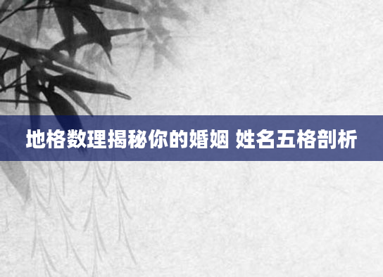 地格数理揭秘你的婚姻 姓名五格剖析