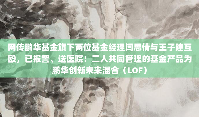 网传鹏华基金旗下两位基金经理闫思倩与王子建互殴，已报警、送医院！二人共同管理的基金产品为鹏华创新未来混合（LOF）