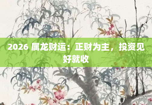 2026 属龙财运：正财为主，投资见好就收