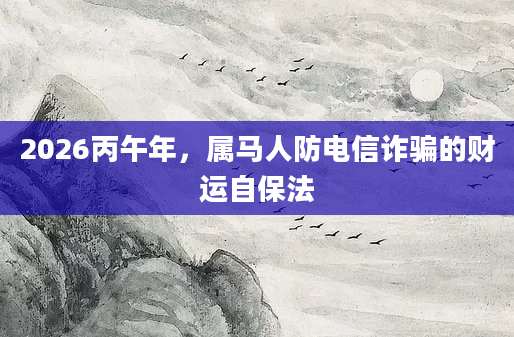 2026丙午年，属马人防电信诈骗的财运自保法