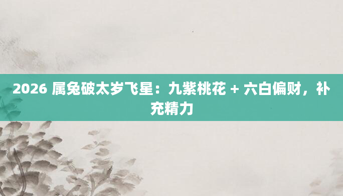2026 属兔破太岁飞星：九紫桃花 + 六白偏财，补充精力