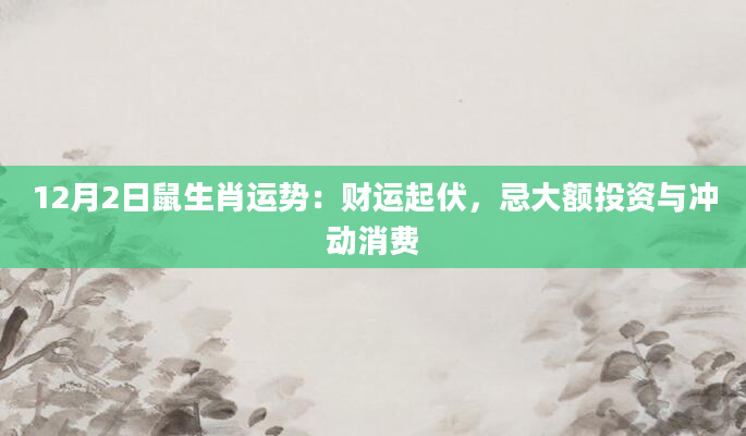 12月2日鼠生肖运势：财运起伏，忌大额投资与冲动消费