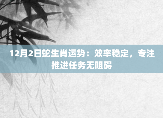 12月2日蛇生肖运势：效率稳定，专注推进任务无阻碍