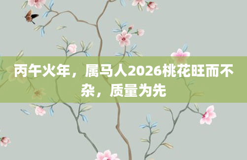 丙午火年，属马人2026桃花旺而不杂，质量为先