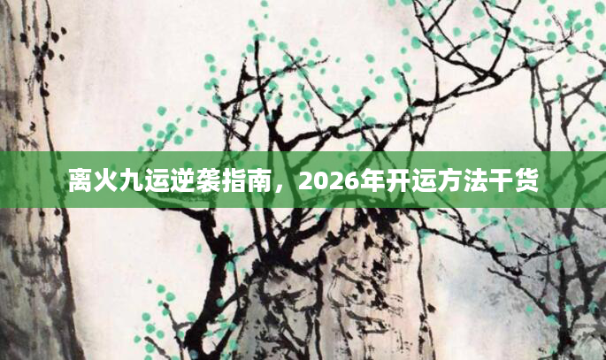 离火九运逆袭指南，2026年开运方法干货