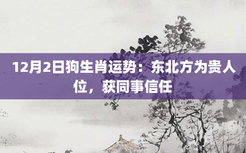 12月2日狗生肖运势：东北方为贵人位，获同事信任