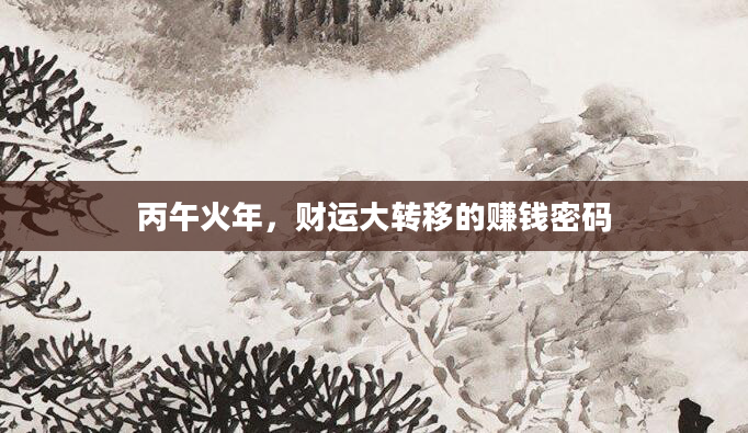 丙午火年，财运大转移的赚钱密码