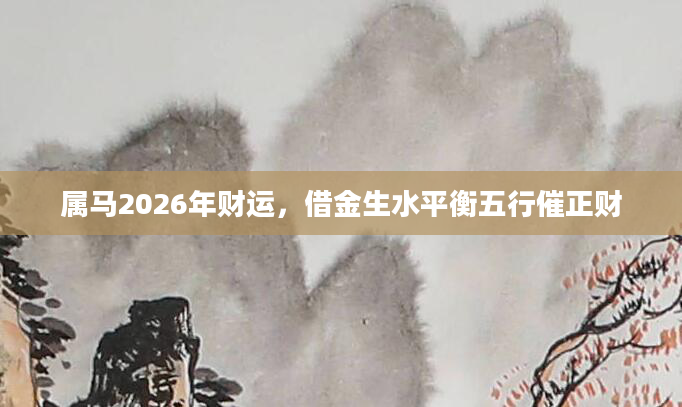 属马2026年财运，借金生水平衡五行催正财