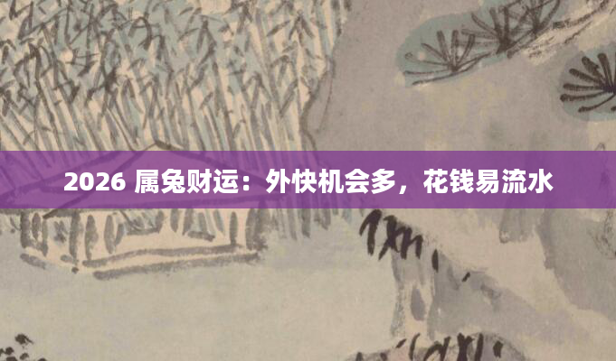 2026 属兔财运：外快机会多，花钱易流水
