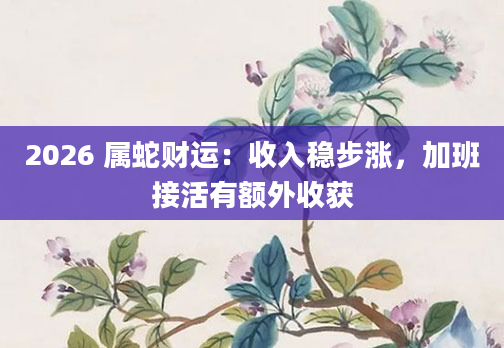2026 属蛇财运：收入稳步涨，加班接活有额外收获