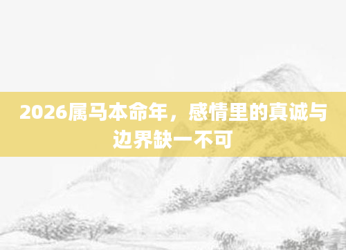 2026属马本命年，感情里的真诚与边界缺一不可