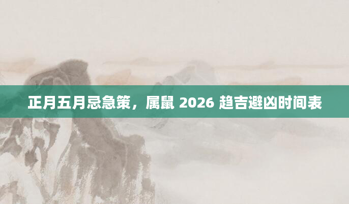 正月五月忌急策，属鼠 2026 趋吉避凶时间表
