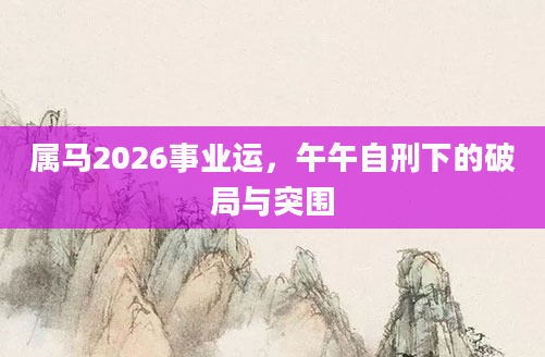 属马2026事业运，午午自刑下的破局与突围