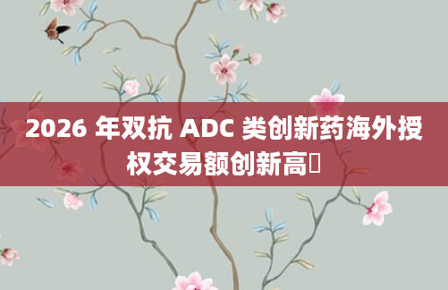 2026 年双抗 ADC 类创新药海外授权交易额创新高​