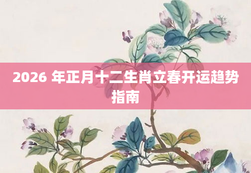 2026 年正月十二生肖立春开运趋势指南