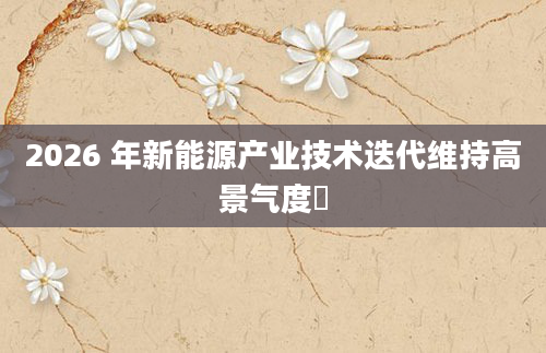 2026 年新能源产业技术迭代维持高景气度​