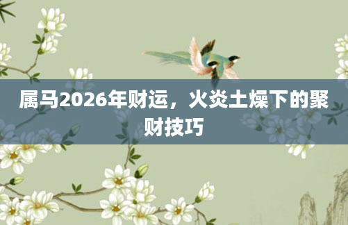 属马2026年财运，火炎土燥下的聚财技巧