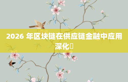 2026 年区块链在供应链金融中应用深化​