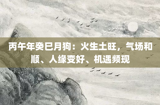 丙午年癸巳月狗：火生土旺，气场和顺、人缘变好、机遇频现