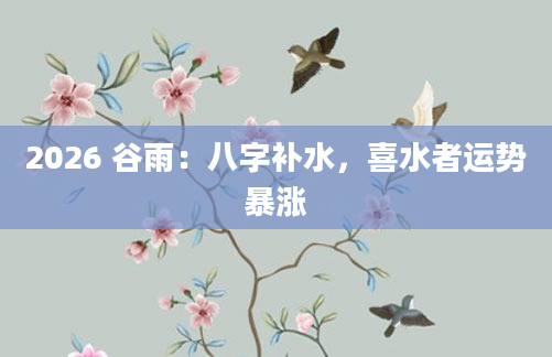 2026 谷雨：八字补水，喜水者运势暴涨