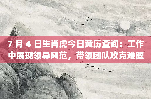 7 月 4 日生肖虎今日黄历查询：工作中展现领导风范，带领团队攻克难题